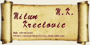 Milun Kreclović vizit kartica